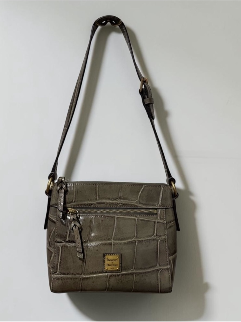 Dooney & Bourke Croc-Embossed Gray Pembrook Allison Crossbody Bag